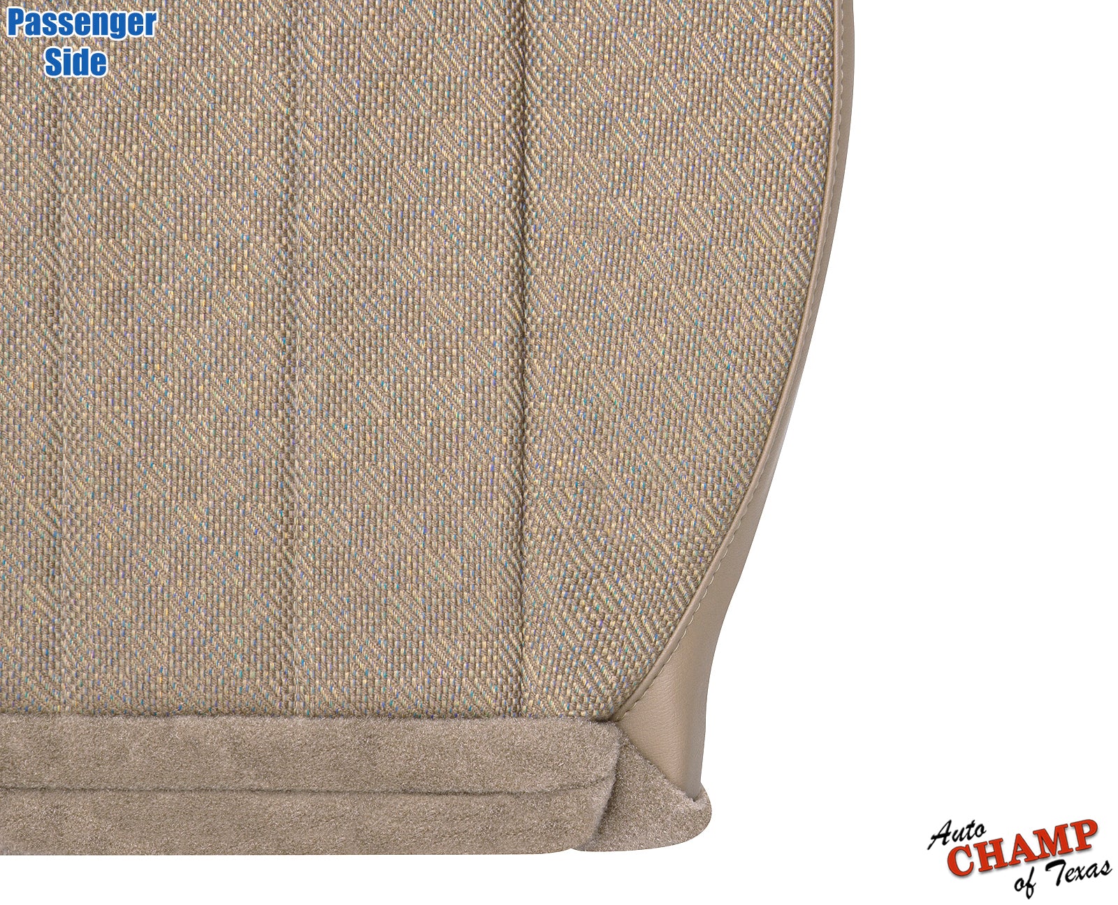 Passenger side tan camel cloth seat cover replacement for Jeep Cherokee.