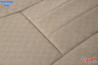 Close-up of tan camel passenger seat cover texture for Jeep Cherokee 1999-2001.