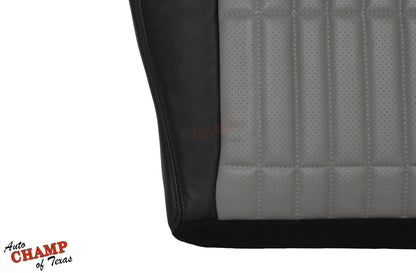 classic 2002 camaro ss driver side bottom leather seat cover two tone black gray