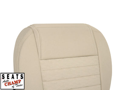 2005-2008 mustang seat cover closeup tan driver side upper front view