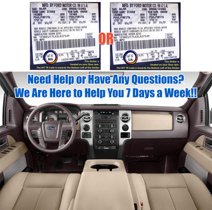 2011 2014 ford f150 stx tan seat cover help and vin sticker info