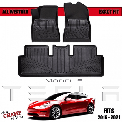 2016-2021 Tesla Model 3 – Front &#038; Rear All Season Mats – Waterproof-4