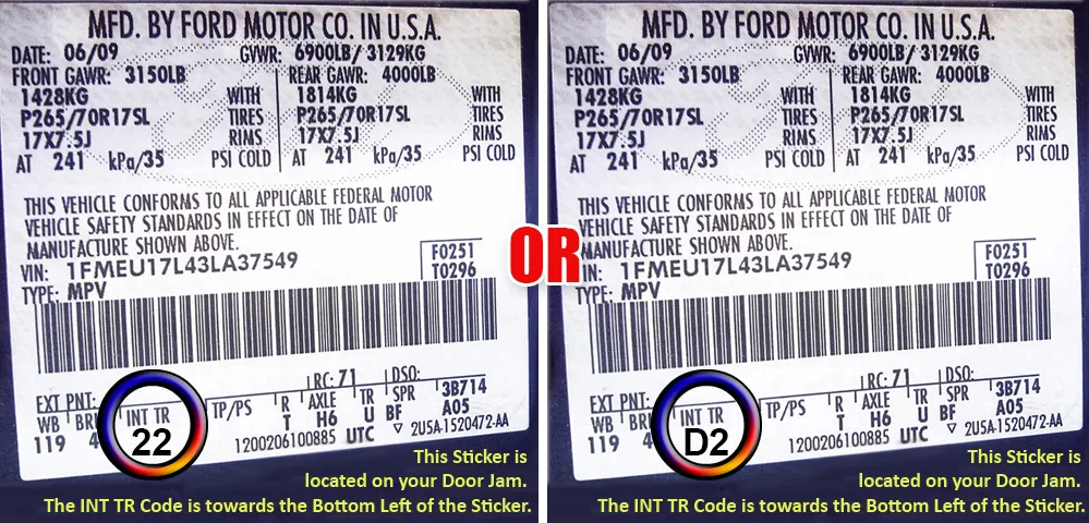 ford f550 trim code 22 d2 sticker