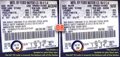 ford trm code 32 22 gray interior seat sticker f250