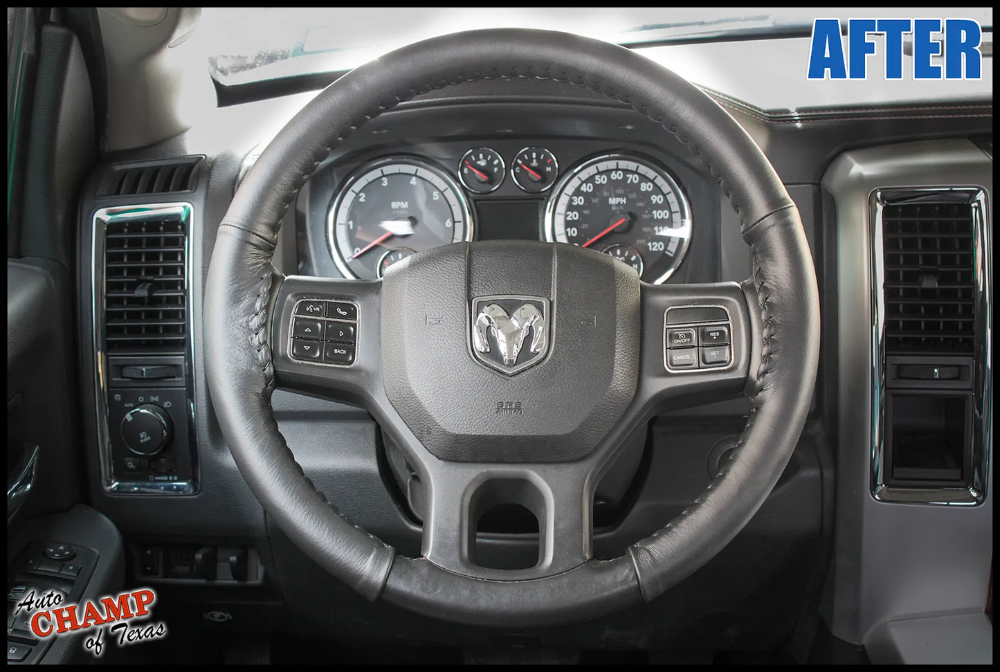 2013-2017 Dodge Ram 1500 2500 Leather Wrap Steering Wheel Cover Black