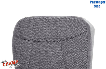 1992-1993 Ford Bronco XLT passenger side bottom cloth seat cover gray angled side view right