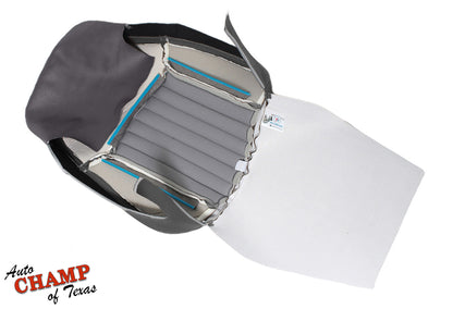 close up graphite gray leather stitching trans am seat