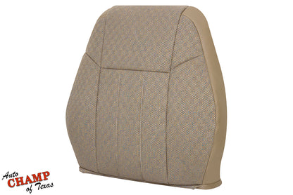 Driver side lean back replacement seat cover for 1999-2001 Jeep Cherokee Classic in tan camel fabric.