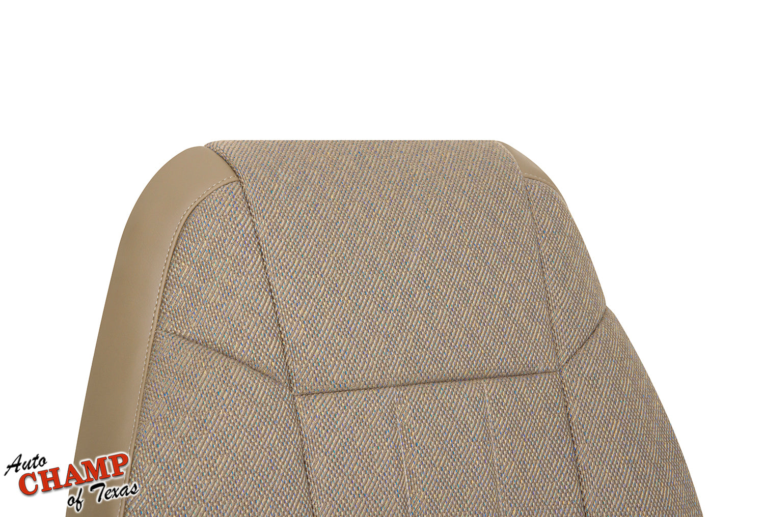 Driver side lean back replacement seat cover for 1999-2001 Jeep Cherokee Classic in tan camel fabric.