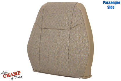 Passenger side lean back seat cover for 1999-2001 Jeep Cherokee Classic in tan camel color.