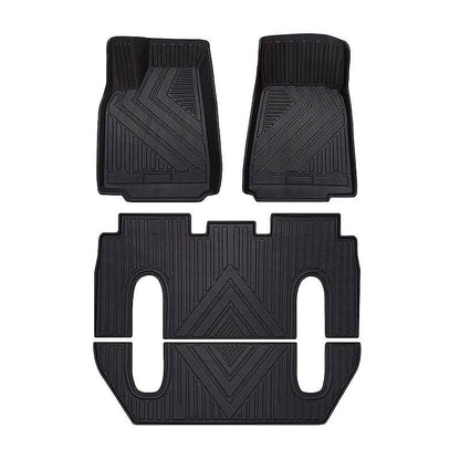 All Weather Floor Mats for 2016-2021 Tesla Model X 6 Seater – Front _ Rear All Season Mats – Waterproof (1st _ 2nd Row Black)