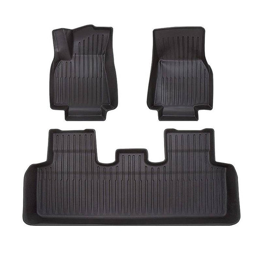 All Weather Floor Mats for 2020 Tesla Model Y – Front _ Rear All Season Mats – Waterproof (1st _ 2nd Row Black)