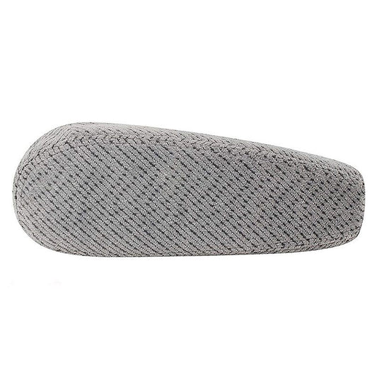 Gray cloth armrest cover for driver side with soft textured fabric.