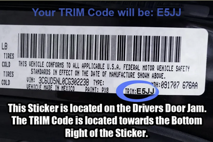 driver door sticker trim code location guide e5jj barcode vin label