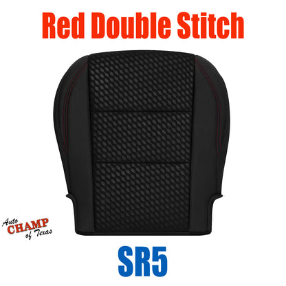 2020-2023 Toyota Tacoma SR5 Driver Bottom Cloth Seat Cover Black Red Double Stitch