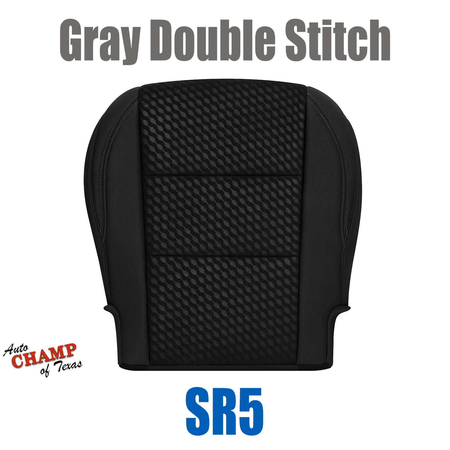 2020-2023 Toyota Tacoma SR5 Driver Bottom Cloth Seat Cover Black Gray Double Stitch
