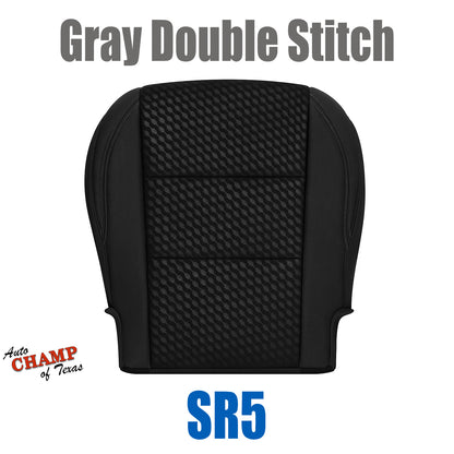 2020-2023 Toyota Tacoma SR5 Driver Bottom Cloth Seat Cover Black Gray Double Stitch