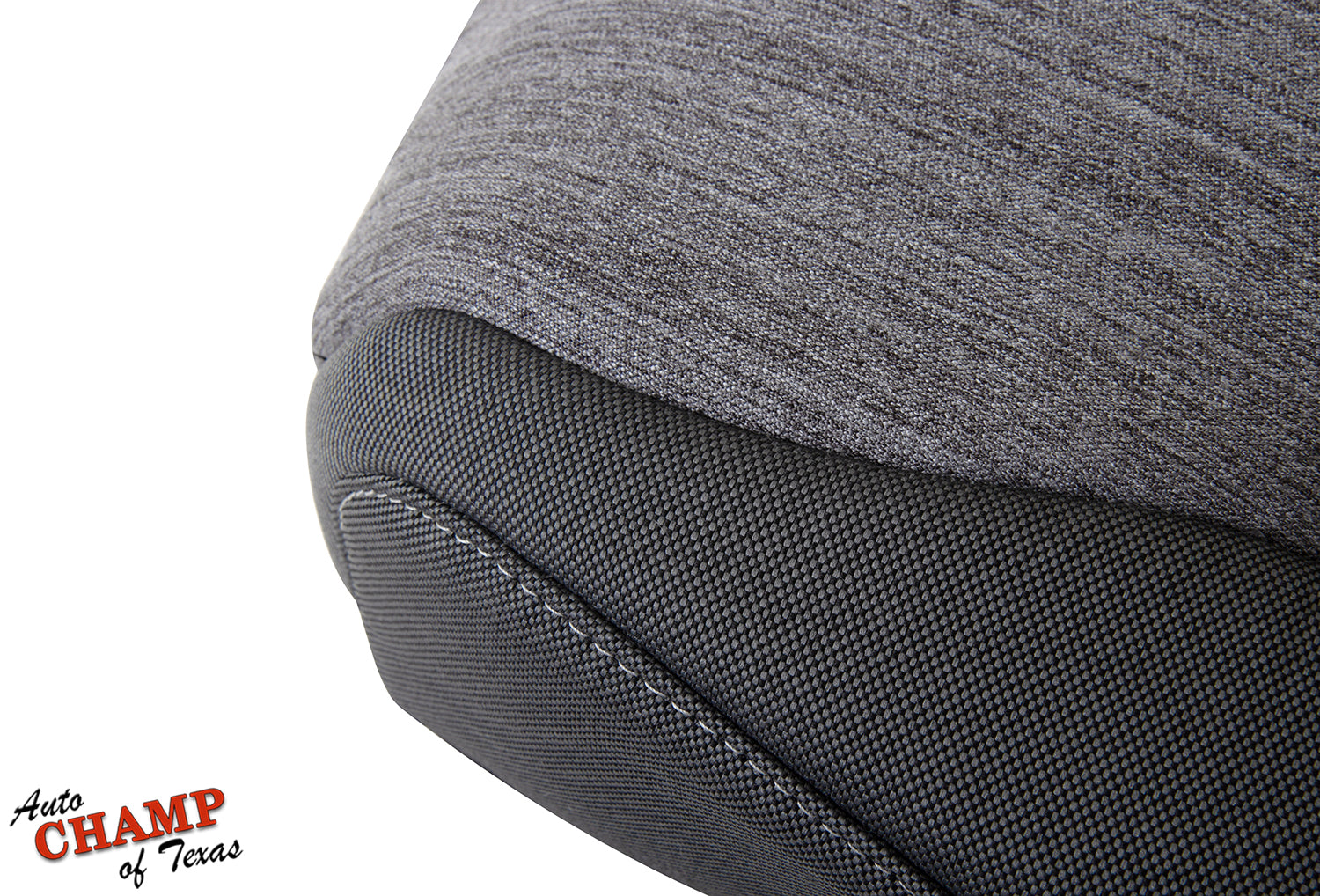 2021 2025 ford f150 xl base close up seat cover gray cloth and black vinyl texture auto champ of texas