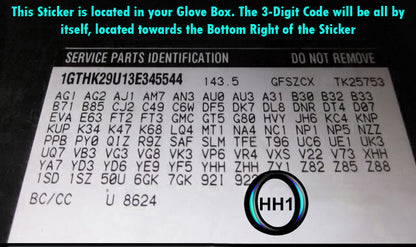 1999 2002 gm trim code hh1 glove box sticker pewter gray interior reference