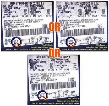 chevy seat trm code reference tag