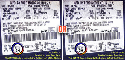 2001 ford f-250 xlt crew cab tan cloth seat cover trm code label 2h 3h