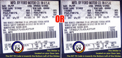 1992 1993 ford bronco xlt interior trim code location fk vk door sticker guide