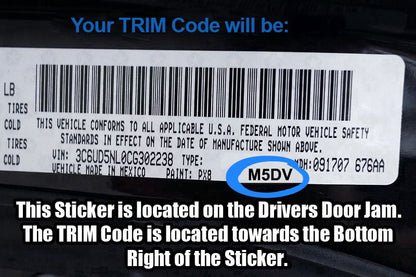trim code location on driver door jam for 2002-2004 jeep liberty seat cover