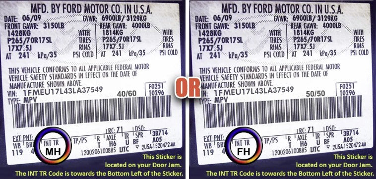 ford f150 mh fh interior trim code sticker door label
