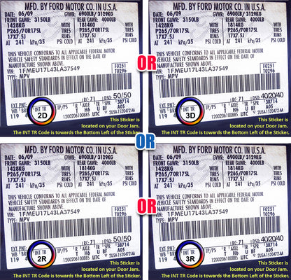 ford trm code 2d 3d 2r 3r denim blue f250 seat label