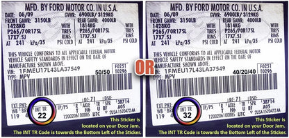 2001 ford f-250 xlt crew cab tan cloth seat cover trm code label 22 32