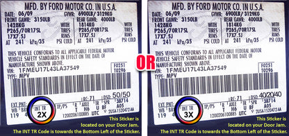 ford trm code 2x 3x prairie tan seat label f250 f350 f450 f550