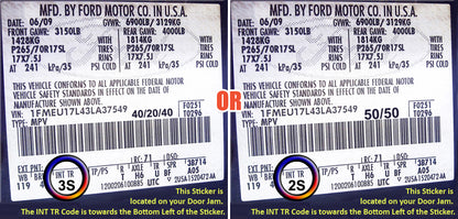 trm code 3s 2s ford f-250 seat label stone gray 2011 2016