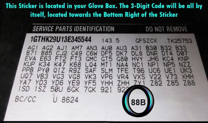 gm service parts identification sticker glove box trim code 88b interior color