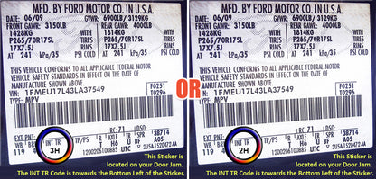 2003 2007 ford f 250 seat trim code 3h 2h label
