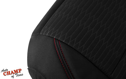 2016-2019 Toyota Tacoma SR5 Driver Side Bottom Cloth Seat Cover Black with Red Double Stitch