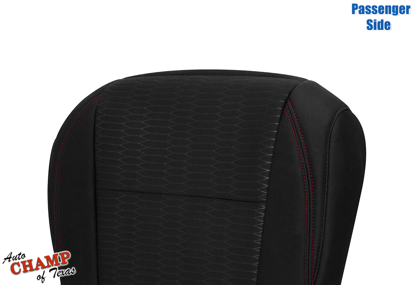 2016-2019 Toyota Tacoma SR5 Passenger Side Bottom Cloth Seat Cover Black with Red Double Stitch