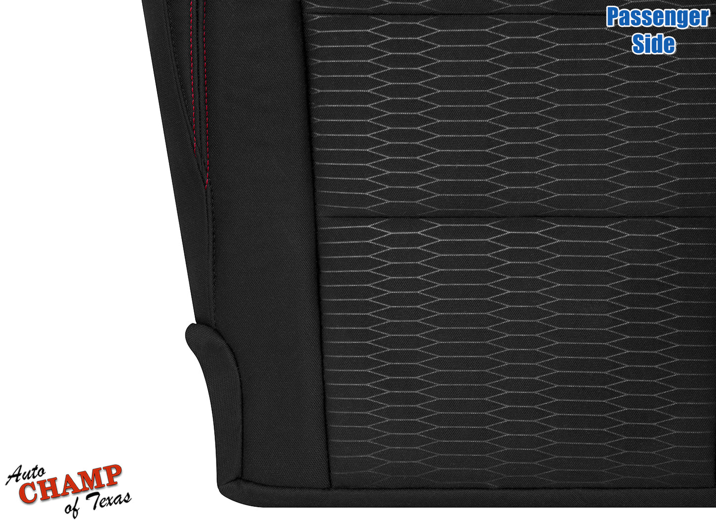 2016-2019 Toyota Tacoma SR5 Passenger Side Bottom Cloth Seat Cover Black with Red Double Stitch
