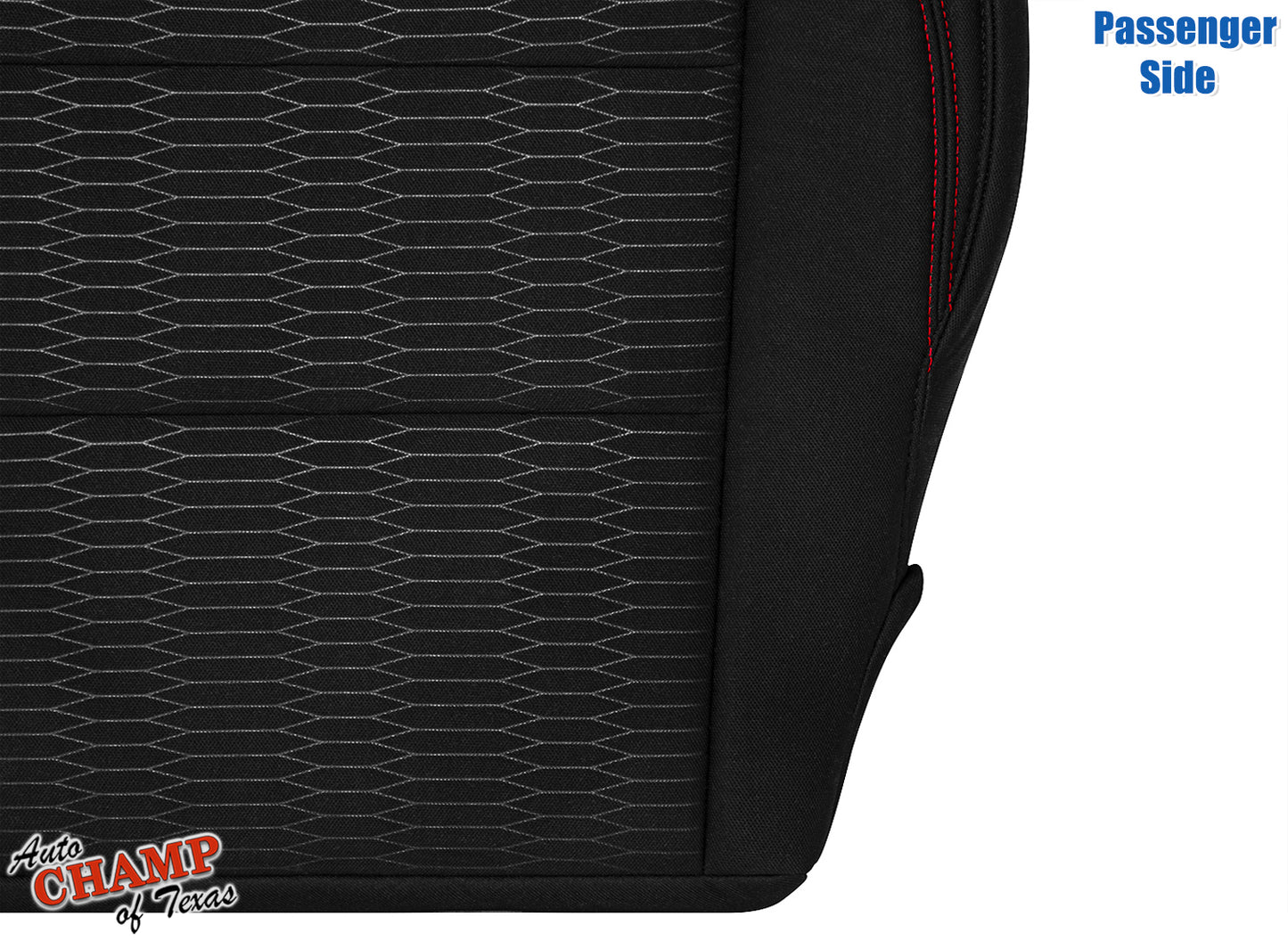 2016-2019 Toyota Tacoma SR5 Passenger Side Bottom Cloth Seat Cover Black with Red Double Stitch