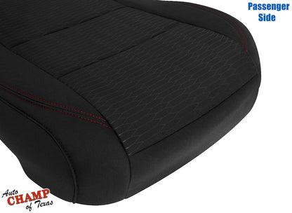 2016-2019 Toyota Tacoma SR5 Passenger Side Bottom Cloth Seat Cover Black with Red Double Stitch