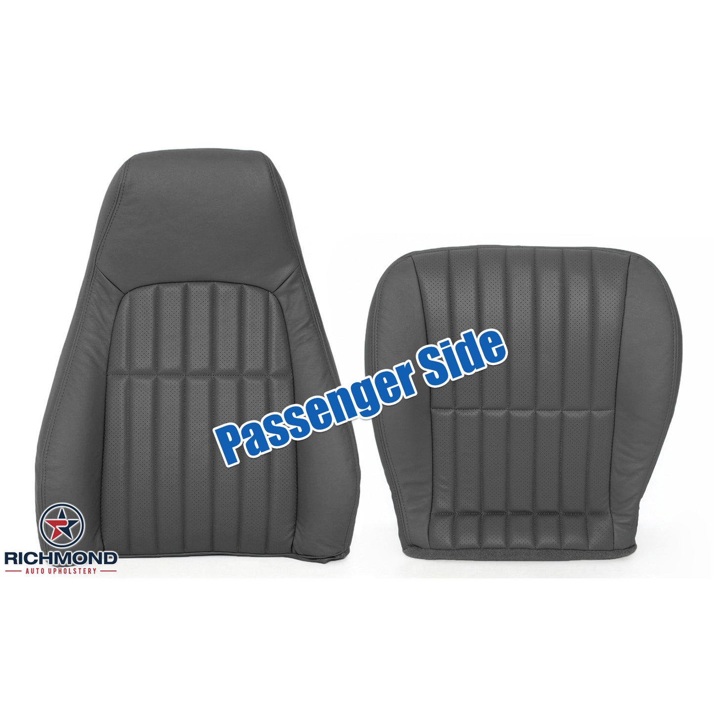 1997-1999 Chevy Camaro Passenger Side Complete Leather Seat Covers Dark Gray