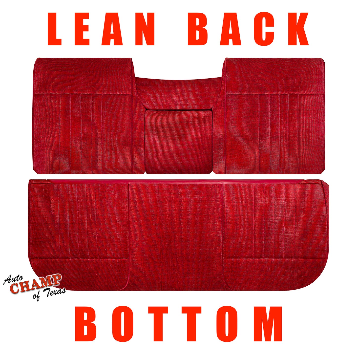 1987-1991 Ford F-150 F-250 F-350 XLT - Bottom/Lean Back Bench Seat Cloth Covers Red
