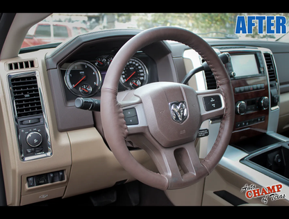 2009–2019 Dodge Ram 1500 Leather Steering Wheel Cover Driver Dark Brown