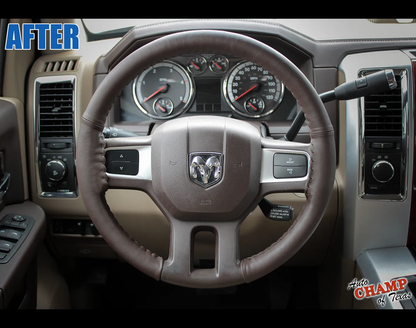 2010–2012 Dodge Ram 2500 Laramie Leather Steering Wheel Cover Dark Brown