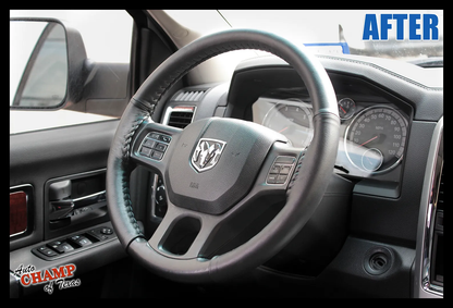 2009-2012 Dodge Ram 1500 2500 3500 Sport SLT Leather Steering Wheel Cover Black