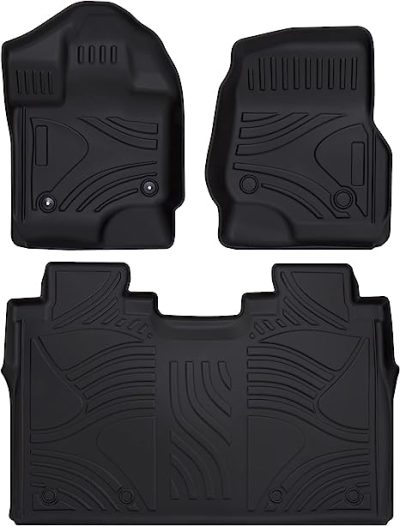 Auto Champ of Texas – Ford F150 Raptor Floor Mats – All Weather Interior Accessories for 2015-2023 – Heavy Duty Waterproof Anti-Slip TPE Mats 1st and 2nd Row